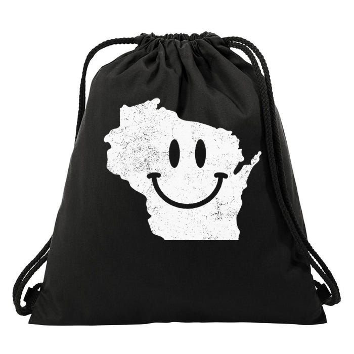 Smiling In WI – Funny Wisconsin Happy Face Drawstring Bag