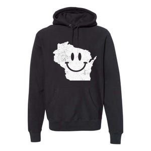 Smiling In WI – Funny Wisconsin Happy Face Premium Hoodie