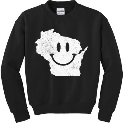 Smiling In WI – Funny Wisconsin Happy Face Kids Sweatshirt