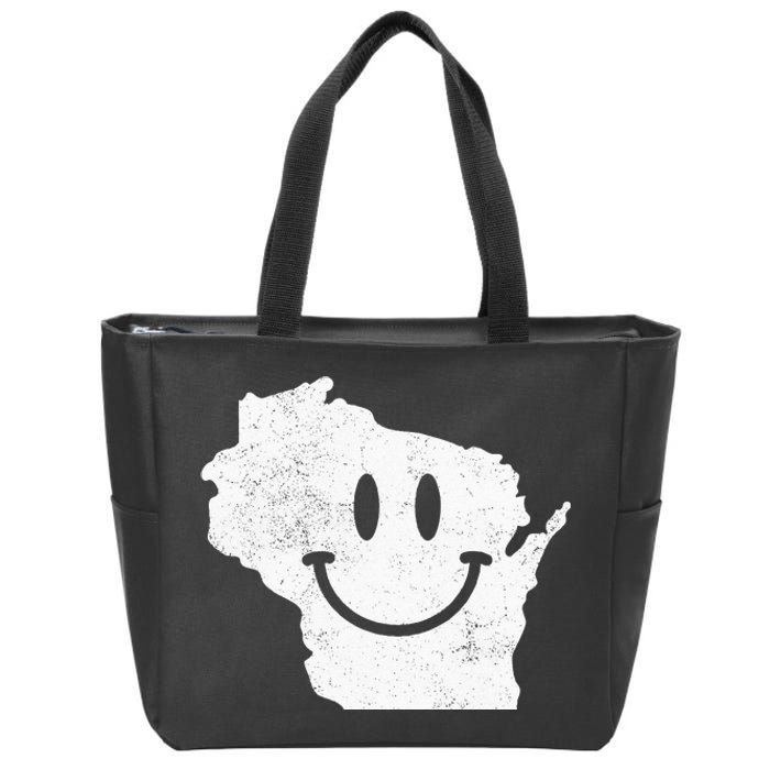 Smiling In WI – Funny Wisconsin Happy Face Zip Tote Bag