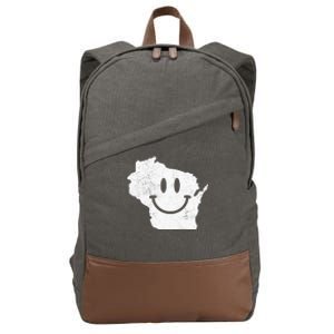 Smiling In WI – Funny Wisconsin Happy Face Cotton Canvas Backpack