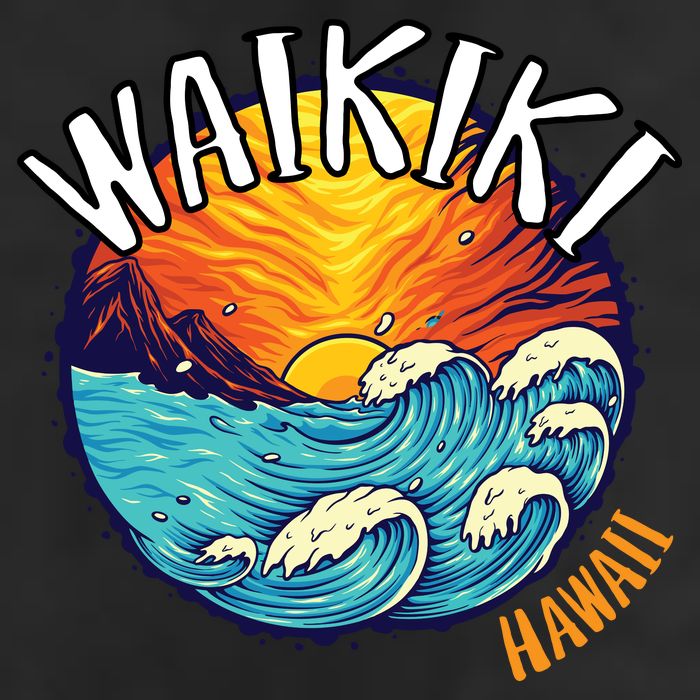 Summer In Waikiki Hawaii 7 Panel Mesh Trucker Snapback Hat