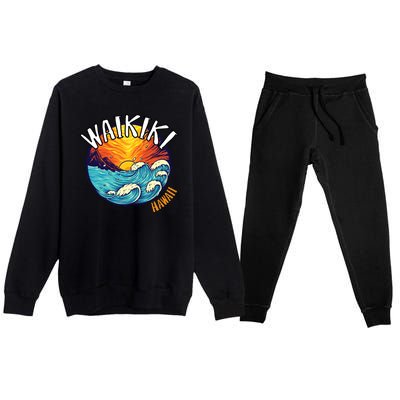 Summer In Waikiki Hawaii Premium Crewneck Sweatsuit Set