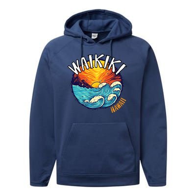 Summer In Waikiki Hawaii Performance Fleece Hoodie