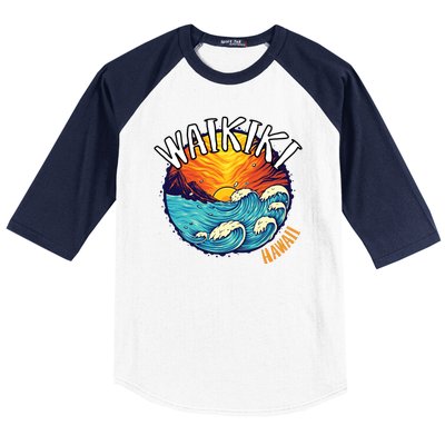 Summer In Waikiki Hawaii Baseball Sleeve Shirt