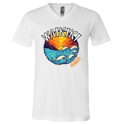 Summer In Waikiki Hawaii V-Neck T-Shirt