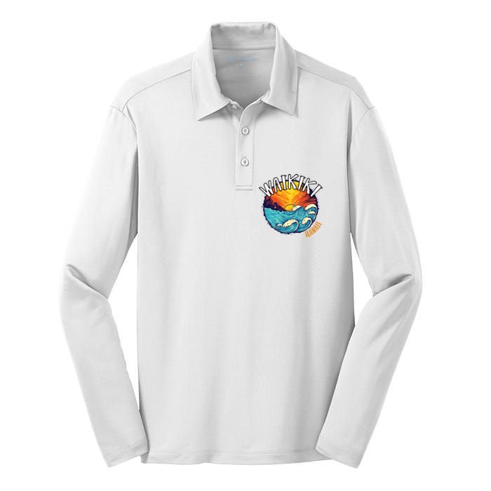 Summer In Waikiki Hawaii Silk Touch Performance Long Sleeve Polo