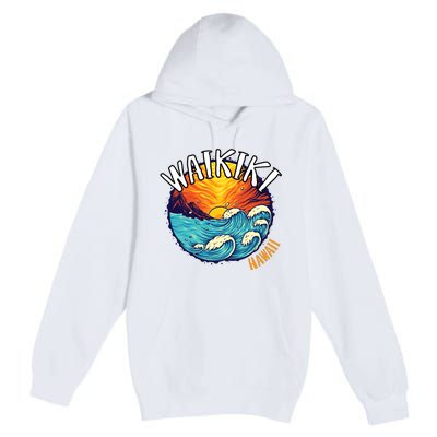 Summer In Waikiki Hawaii Premium Pullover Hoodie