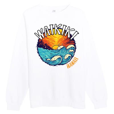 Summer In Waikiki Hawaii Premium Crewneck Sweatshirt