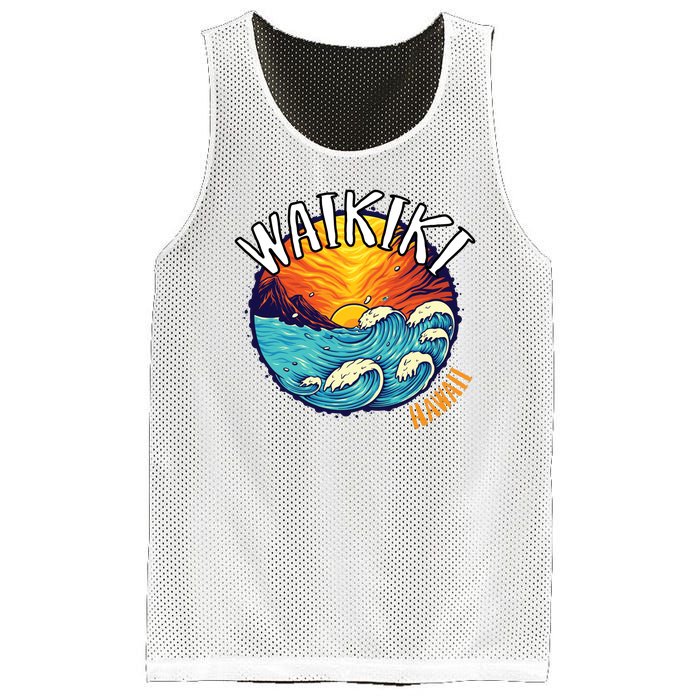 Summer In Waikiki Hawaii Mesh Reversible Basketball Jersey Tank