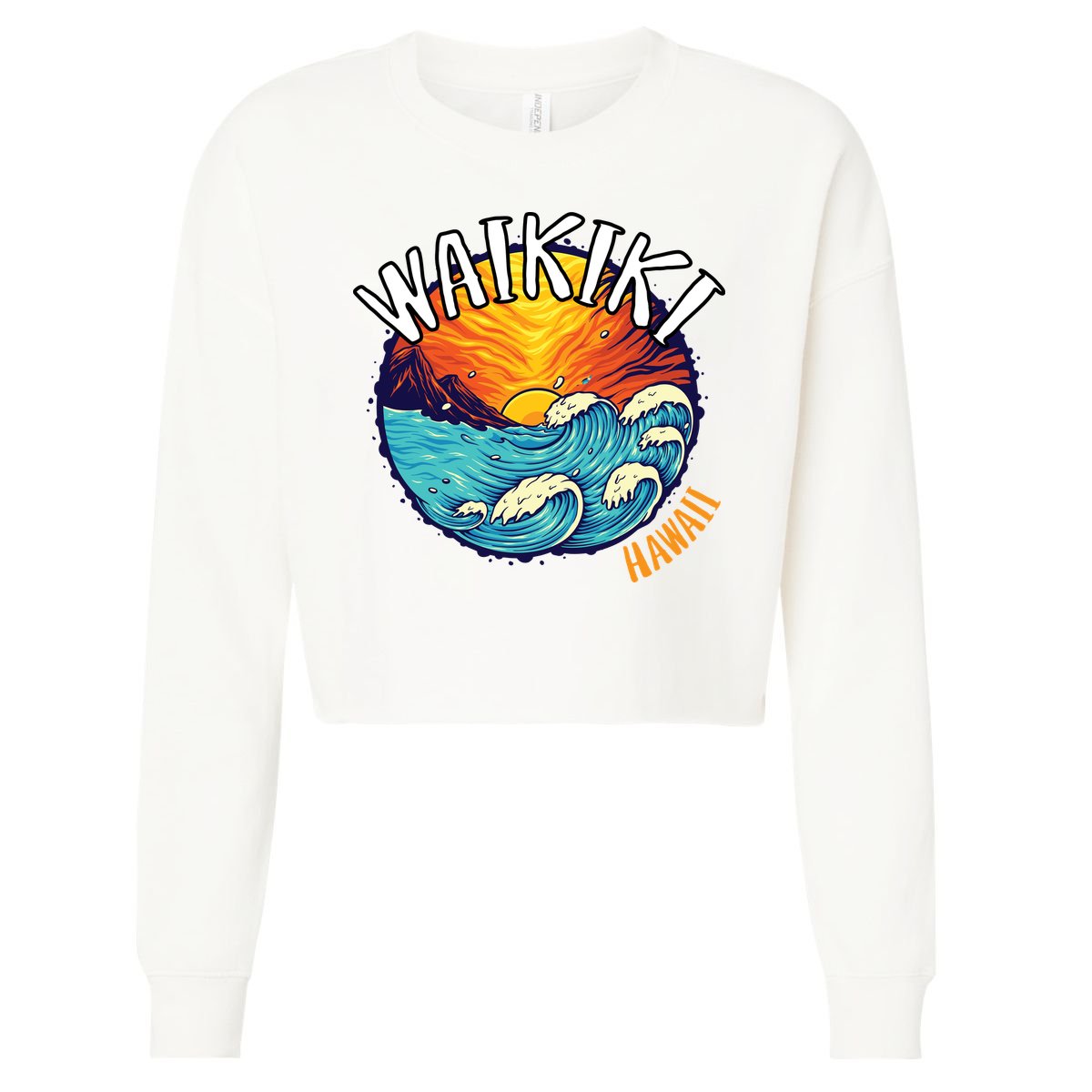 Summer In Waikiki Hawaii Cropped Pullover Crew