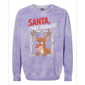 Santa I Was Framed Funny Reindeer Holiday Joke Lovers Xmas Colorblast Crewneck Sweatshirt