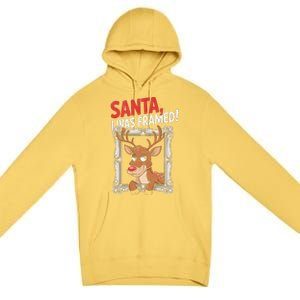 Santa I Was Framed Funny Reindeer Holiday Joke Lovers Xmas Premium Pullover Hoodie