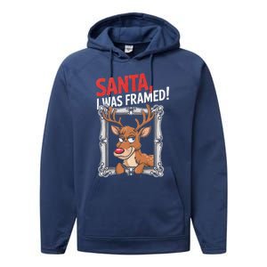 Santa I Was Framed Funny Reindeer Holiday Joke Lovers Xmas Performance Fleece Hoodie