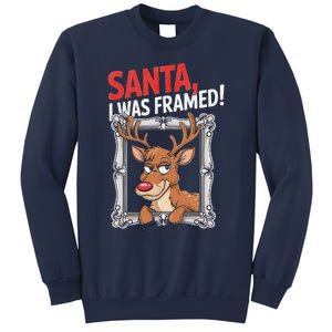 Santa I Was Framed Funny Reindeer Holiday Joke Lovers Xmas Sweatshirt