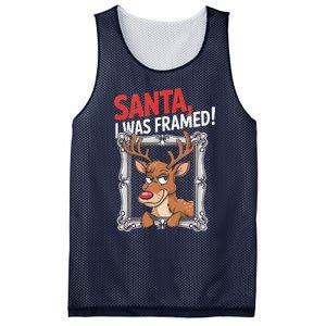 Santa I Was Framed Funny Reindeer Holiday Joke Lovers Xmas Mesh Reversible Basketball Jersey Tank