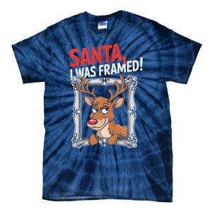 Santa I Was Framed Funny Reindeer Holiday Joke Lovers Xmas Tie-Dye T-Shirt