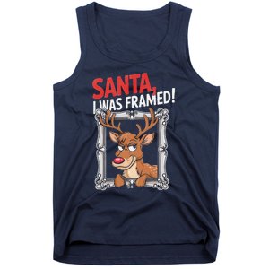 Santa I Was Framed Funny Reindeer Holiday Joke Lovers Xmas Tank Top