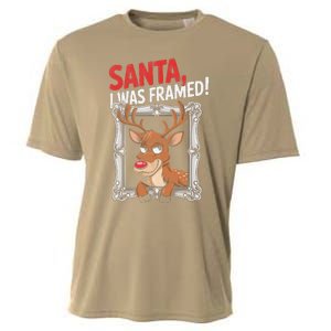 Santa I Was Framed Funny Reindeer Holiday Joke Lovers Xmas Cooling Performance Crew T-Shirt