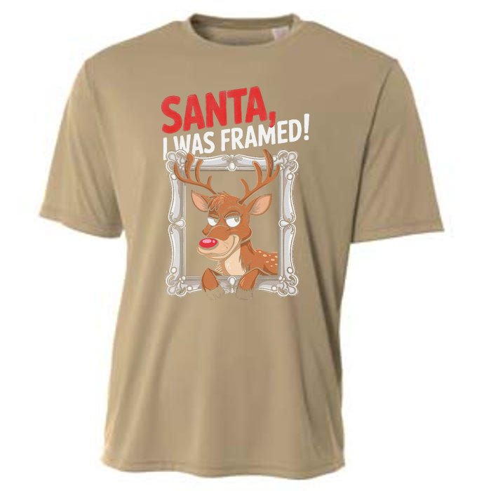 Santa I Was Framed Funny Reindeer Holiday Joke Lovers Xmas Cooling Performance Crew T-Shirt