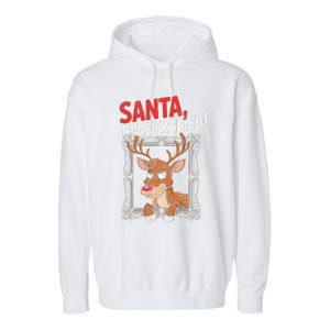 Santa I Was Framed Funny Reindeer Holiday Joke Lovers Xmas Garment-Dyed Fleece Hoodie