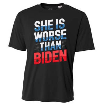 She Is Worse Than Biden Pro Trump Anti Biden Harris 2024 Cooling Performance Crew T-Shirt