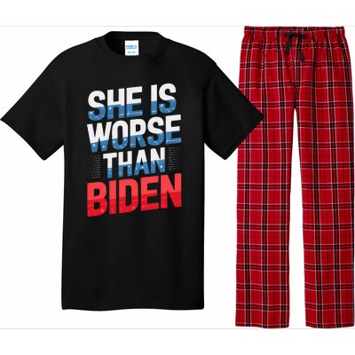 She Is Worse Than Biden Pro Trump Anti Biden Harris 2024 Pajama Set