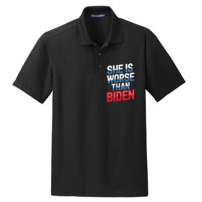 She Is Worse Than Biden Pro Trump Anti Biden Harris 2024 Dry Zone Grid Polo