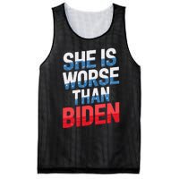 She Is Worse Than Biden Pro Trump Anti Biden Harris 2024 Mesh Reversible Basketball Jersey Tank