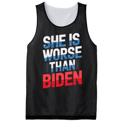 She Is Worse Than Biden Pro Trump Anti Biden Harris 2024 Mesh Reversible Basketball Jersey Tank