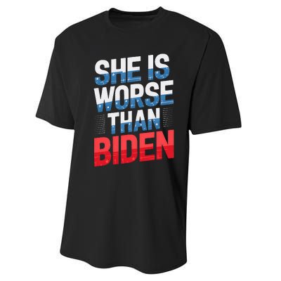 She Is Worse Than Biden Pro Trump Anti Biden Harris 2024 Performance Sprint T-Shirt