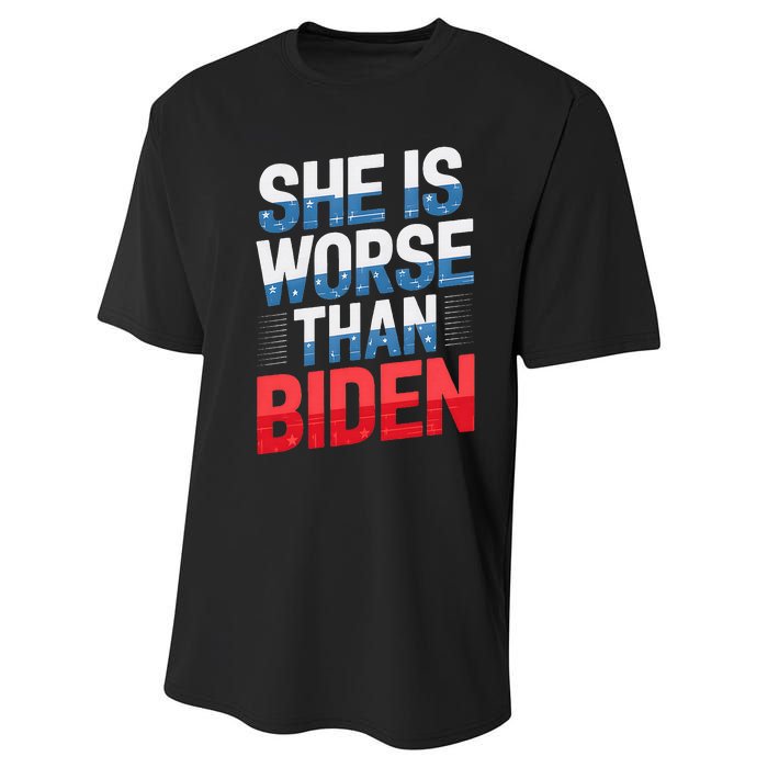 She Is Worse Than Biden Pro Trump Anti Biden Harris 2024 Performance Sprint T-Shirt