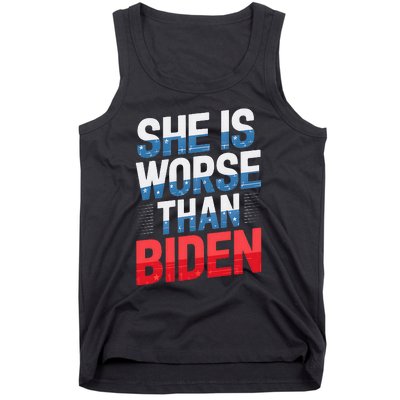 She Is Worse Than Biden Pro Trump Anti Biden Harris 2024 Tank Top