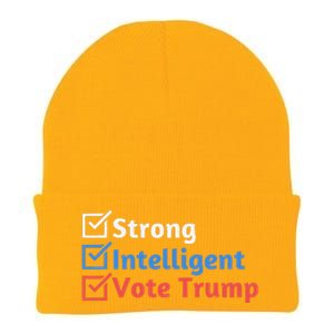 Strong Intelligent Women For Trump Girl Maga Checklist Knit Cap Winter Beanie