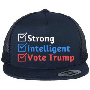 Strong Intelligent Women For Trump Girl Maga Checklist Flat Bill Trucker Hat