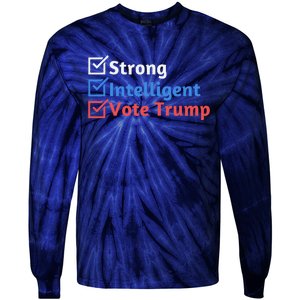 Strong Intelligent Women For Trump Girl Maga Checklist Tie-Dye Long Sleeve Shirt