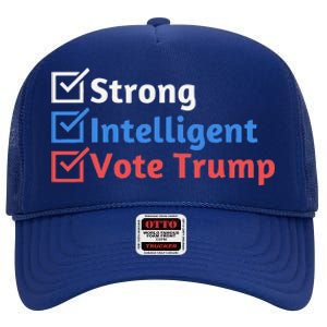 Strong Intelligent Women For Trump Girl Maga Checklist High Crown Mesh Back Trucker Hat