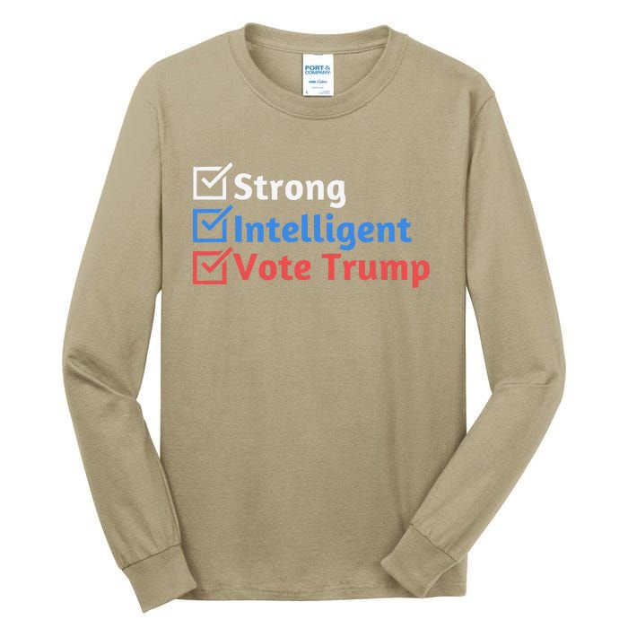 Strong Intelligent Women For Trump Girl Maga Checklist Tall Long Sleeve T-Shirt