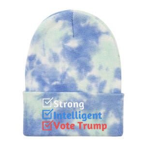 Strong Intelligent Women For Trump Girl Maga Checklist Tie Dye 12in Knit Beanie