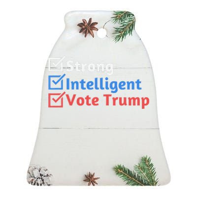 Strong Intelligent Women For Trump Girl Maga Checklist Ceramic Bell Ornament