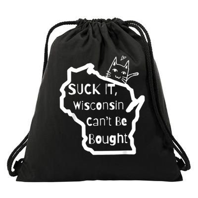 Suck It Wisconsin Can't Be Bought Funny Political 86 47 Drawstring Bag