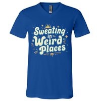 Sweating In Weird Place Funny Embarrassing V-Neck T-Shirt