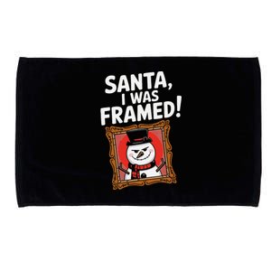 Santa I Was Framed Funny Snowman Christmas For Dad Microfiber Hand Towel