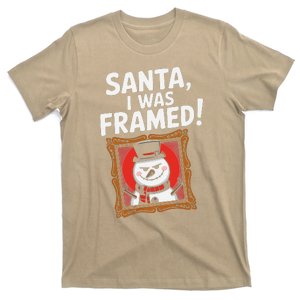 Santa I Was Framed Funny Snowman Christmas For Dad T-Shirt