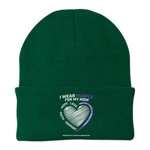 Support I Wear Purple For My Mom Pancreatic Cancer Awareness Knit Cap Winter Beanie