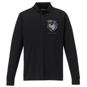 Support I Wear Purple For My Mom Pancreatic Cancer Awareness Performance Long Sleeve Polo