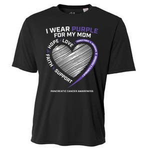 Support I Wear Purple For My Mom Pancreatic Cancer Awareness Cooling Performance Crew T-Shirt