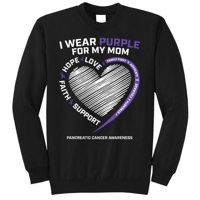 Support I Wear Purple For My Mom Pancreatic Cancer Awareness Sweatshirt