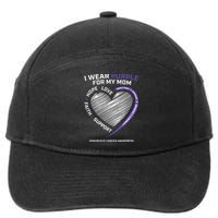 Support I Wear Purple For My Mom Pancreatic Cancer Awareness 7-Panel Snapback Hat