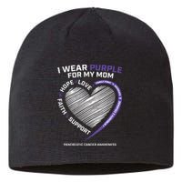 Support I Wear Purple For My Mom Pancreatic Cancer Awareness Sustainable Beanie